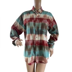 Markings Aztec Southwestern Button Down Roll Tab Sleeves